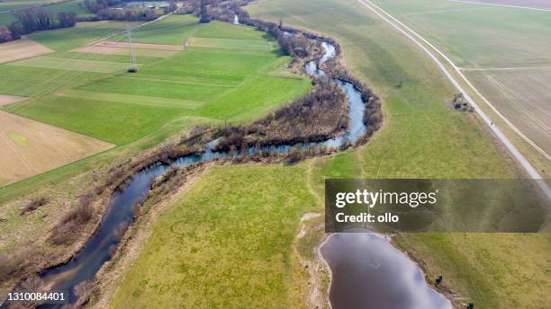 renaturation of a small river - tiny creek stock pictures, royalty-free photos & images