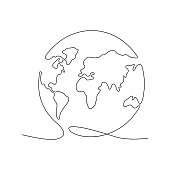 Continuous Earth line drawing symbol.