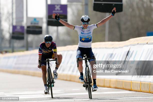 Arrival / Annemiek Van Vleuten of Netherlands and Movistar Team Celebration & Katarzyna Niewiadoma of Poland and Team Canyon SRAM Racing during the...