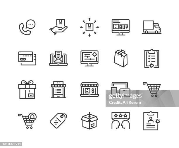 support, e-commerce, shopping, delivery, store icon design - web personalization stock illustrations