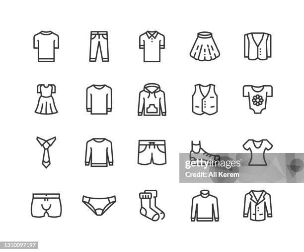 pant, dress, shirt, t-shirt, shoes icons - fashion collection stock illustrations