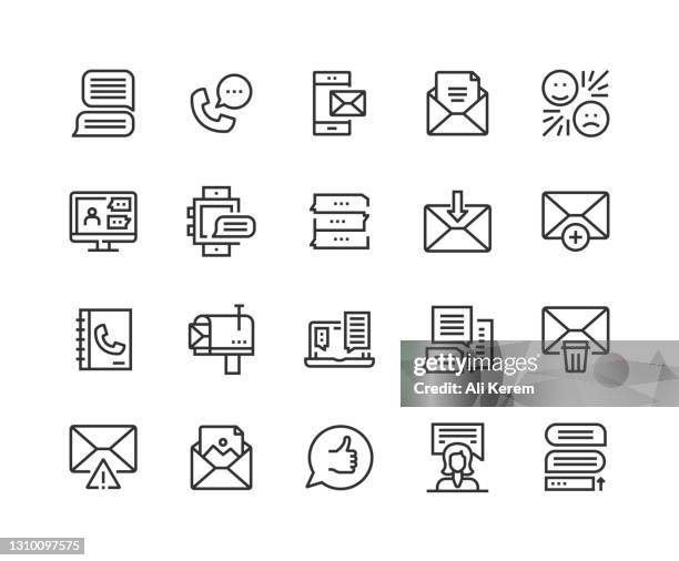 message, speech bubbles, incoming call, text message, mail, text emoji icons - commentator stock illustrations