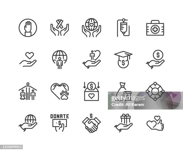 ilustrações de stock, clip art, desenhos animados e ícones de helping hand, charity, volunter, donation, care icon design - charity benefit