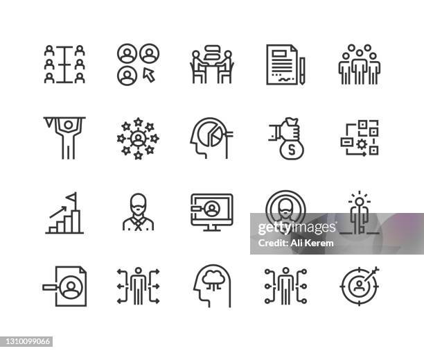 head hunting, candidates, staff, skills, choosing icon design - qualification round stock illustrations