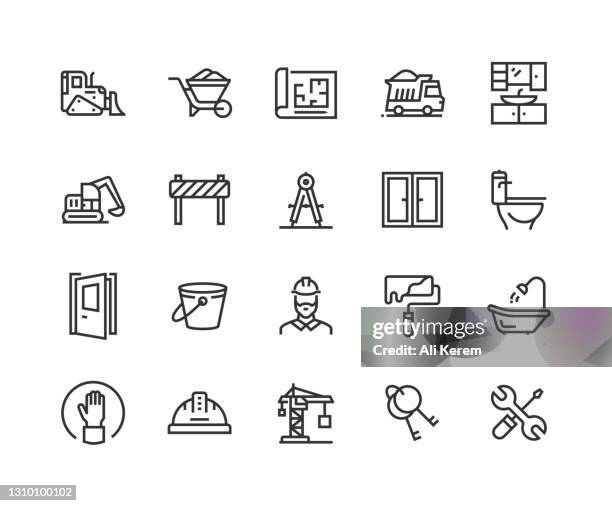 construction, engineer, blueprint, helmet, planning icons - space engineer stock illustrations