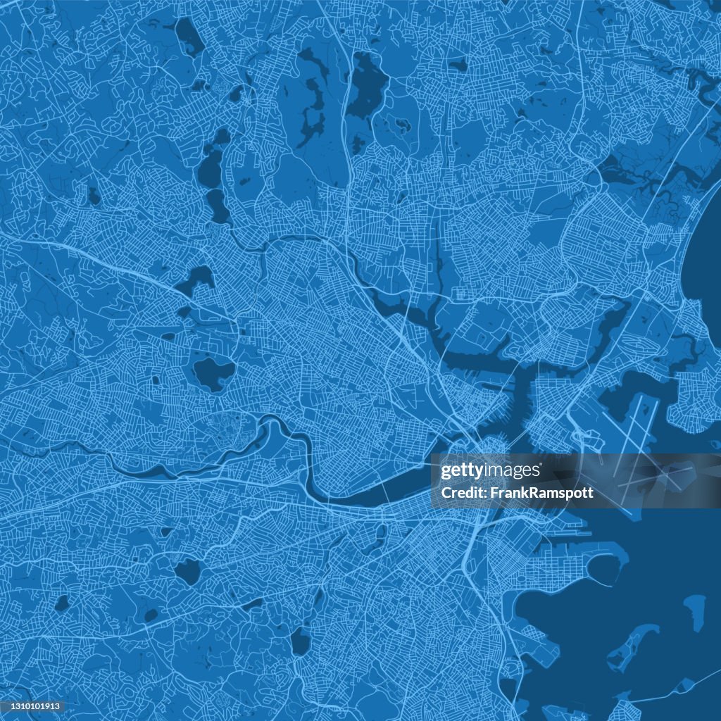 Somerville MA City Vector Road Map Blue