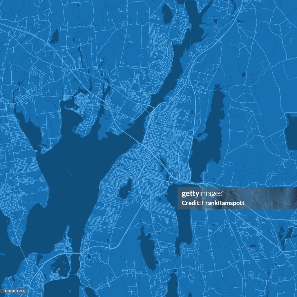 Fall River MA City Vector Road Map Blue