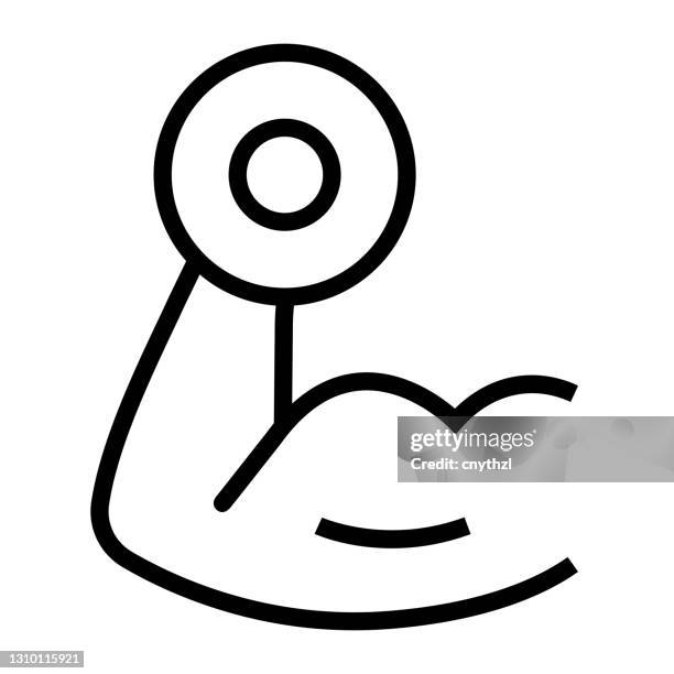 weight training line icon, outline symbol vector illustration - crossfit stock illustrations