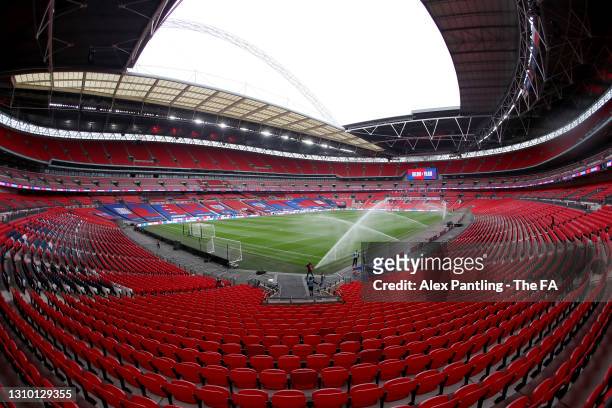 General view inside the stadium prior to the FIFA World Cup 2022 Qatar qualifying match between England and Poland on March 31, 2021 at Wembley...
