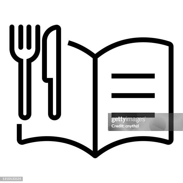 recipe book line icon, outline symbol vector illustration - cookbook icons stock illustrations