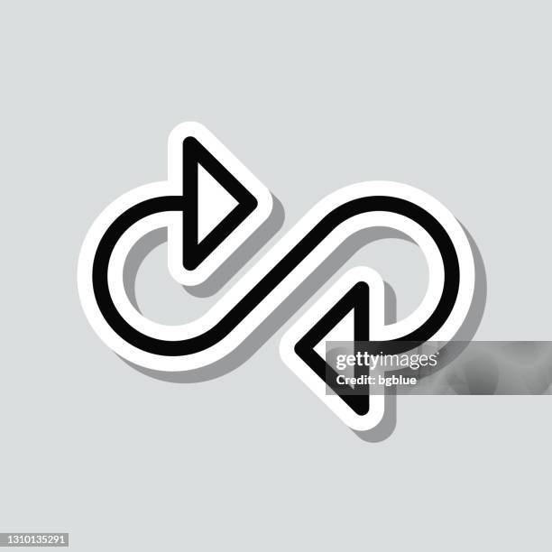 ilustraciones, imágenes clip art, dibujos animados e iconos de stock de infinito. icono de pegatina sobre fondo gris - barajar