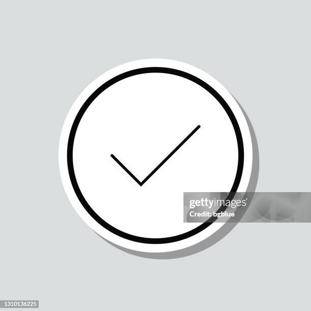 check mark. icon sticker on gray background - validation stock illustrations