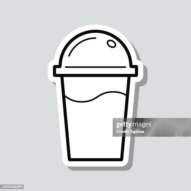 cup with dome. icon sticker on gray background - plastic ocean wave stock illustrations