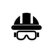Safety helmet icon, logo isolated on white background