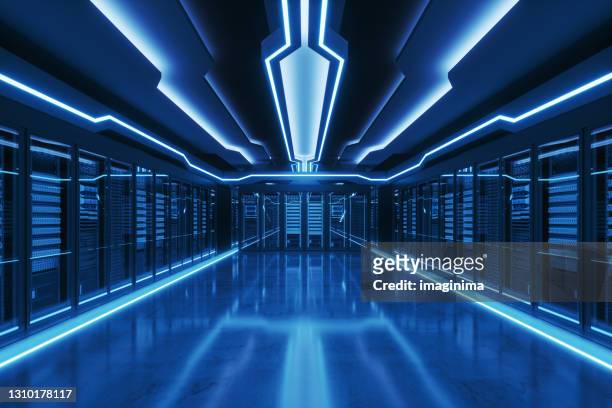 futuristisch datacenter - super computer stockfoto's en -beelden