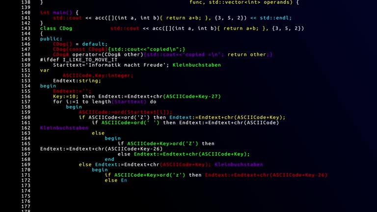 Code Animation Tutorial Source code scrolling 4K Loop Animation. Program code hacking process ...