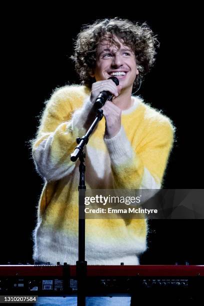 Charlie Puth performs onstage at an interactive global eConcert live from the Yoop eSpace at Microsoft Theater on March 31, 2021 in Los Angeles,...