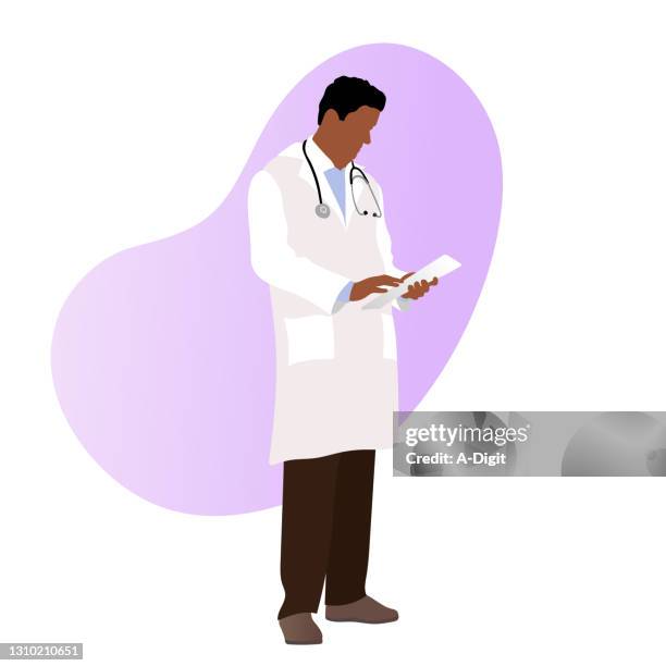 doctor flat design - doctor reading stock illustrations