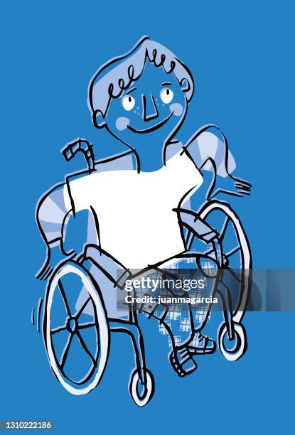 child in wheelchair - als stock illustrations