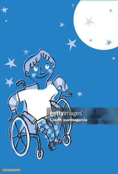 child in wheelchair - als stock illustrations