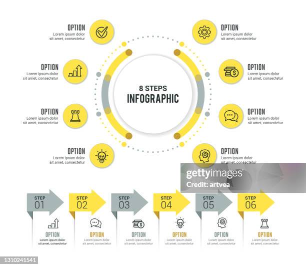 stockillustraties, clipart, cartoons en iconen met infographic elementen - getal 8