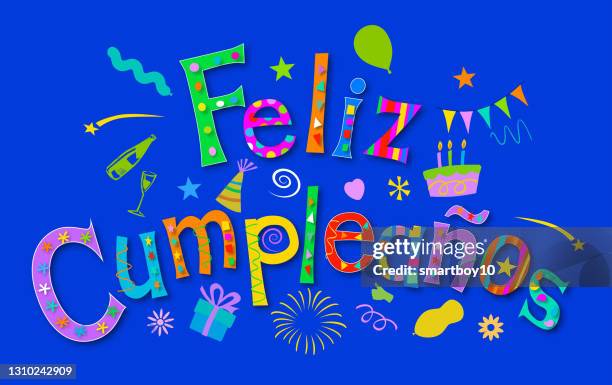 Feliz Cumpleaños Happy Birthday In Spanish High-Res Vector Graphic - Getty  Images