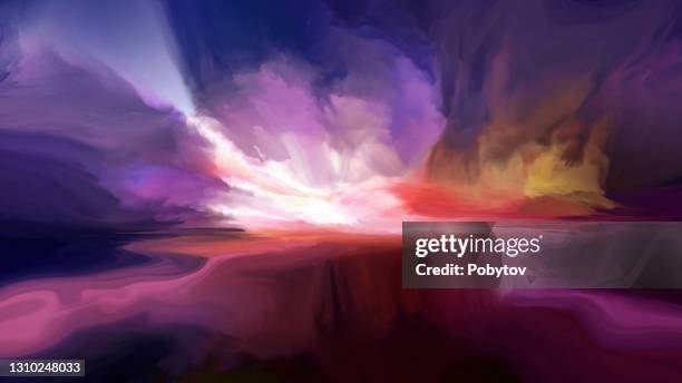 dreamland - dramatic sky perspective stock illustrations