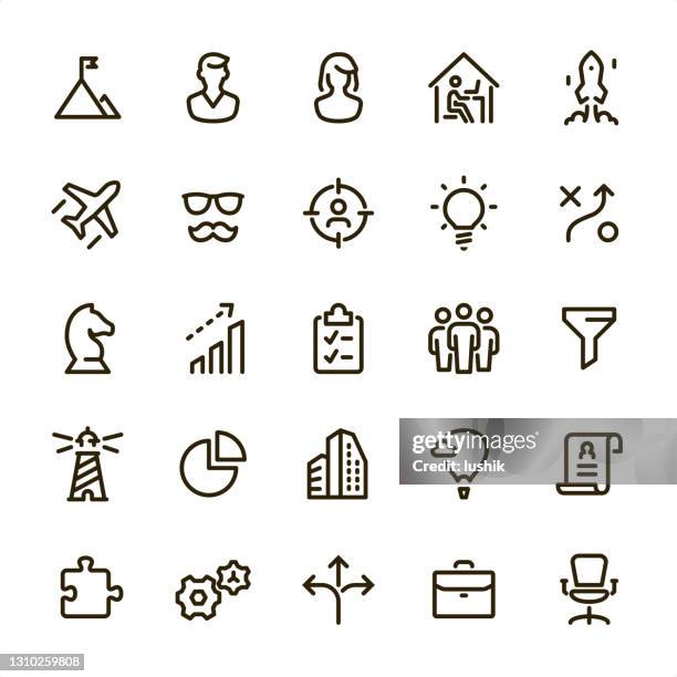 ilustrações de stock, clip art, desenhos animados e ícones de business & management - pixel perfect line icons - ground staff