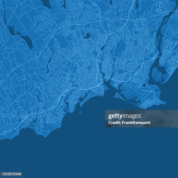 illustrazioni stock, clip art, cartoni animati e icone di tendenza di bridgeport ct city vector road map blu - connecticut