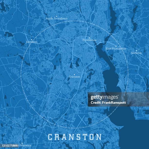 cranston ri city vector road map blue text - cranston rhode island stock illustrations