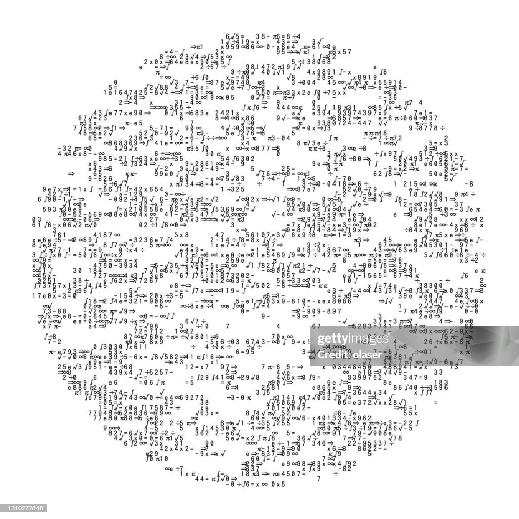 Small Random Math Symbols And Digits Circle Shape High-Res Vector ...