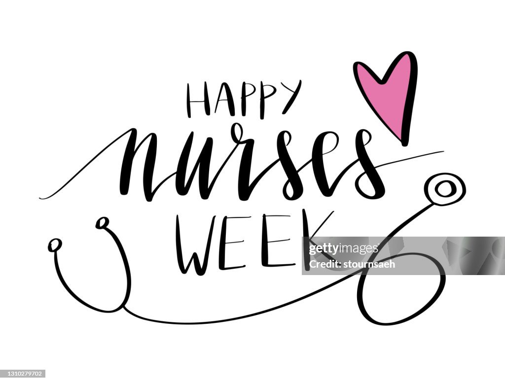 Nurses Week Lettering Happy Nurses Week Beautiful Handwritten Brush Lettering Vector ...