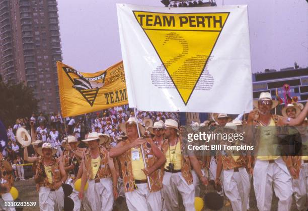 July 1993: MANDATORY CREDIT Bill Tompkins/Getty Images team Brisbane. Gay Games. 1993 in Brisbane.