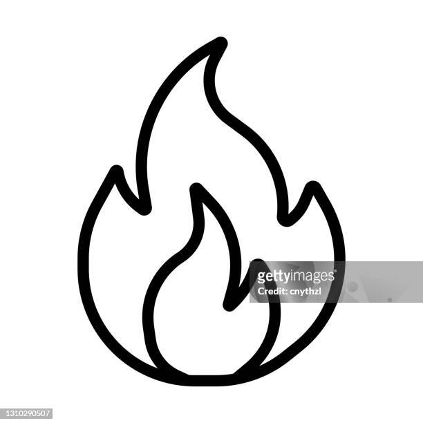 flame line icon, outline symbol vector illustration - burning stock illustrations
