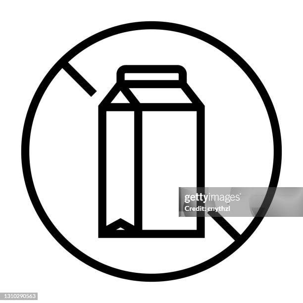 laktose freie linie symbol, umriss symbol vektor illustration - milchfrei stock-grafiken, -clipart, -cartoons und -symbole