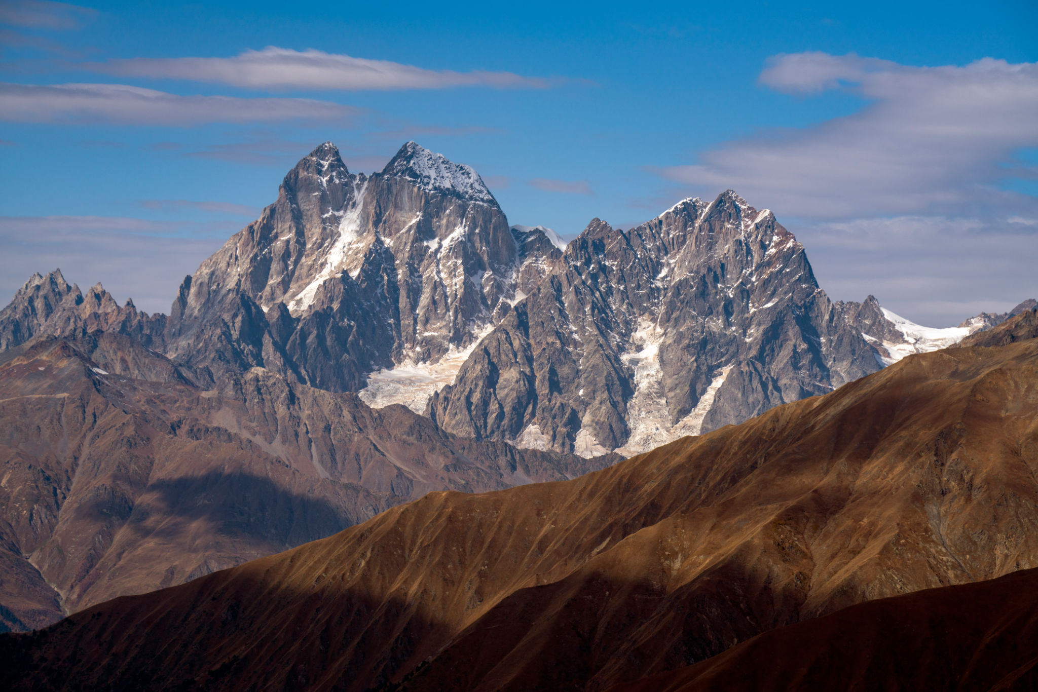 Mountain landscape of Ushba peak and beautiful view in Georgia Mountain landscape of Ushba peak and beautiful view in Georgia