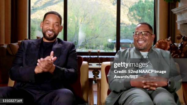 In this screengrab, Will Smith and Martin Lawrence accept the Outstanding Motion Picture of the Year Award for 'Bad Boys for Life' during the 52nd...