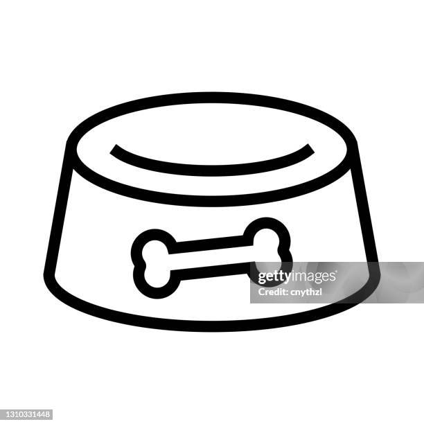 dog food bowl line icon, outline symbol vector illustration - pet equipment stock illustrations