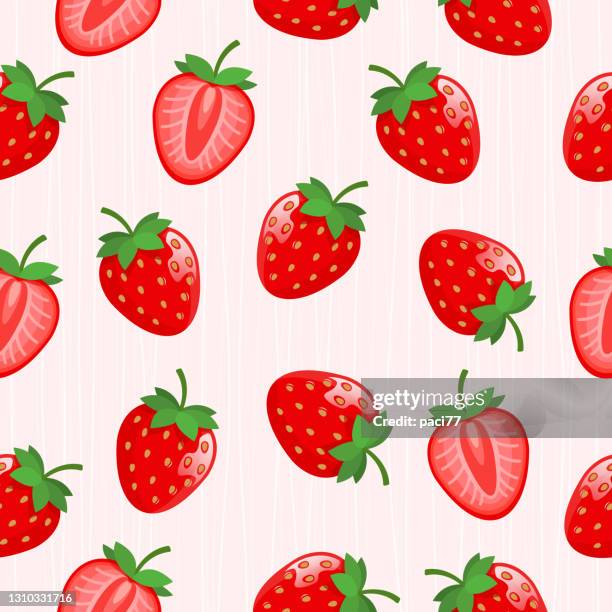 strawberry vector seamless pattern. - strawberry vector stock illustrations