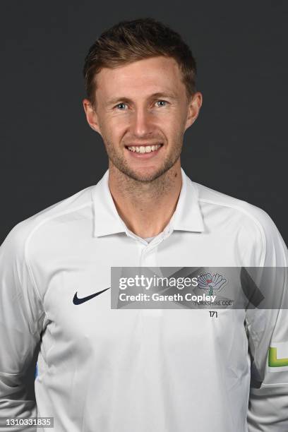Joe Root of Yorkshire poses for a portrait during the team photocall at Emerald Headingley Stadium on April 01, 2021 in Leeds, England.