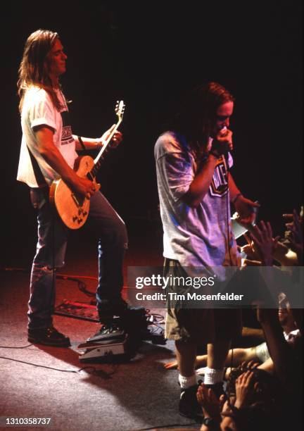 Peter Klett and Kevin Martin of Candlebox perform at The Fillmore on July 23, 1994 in San Francisco, California.