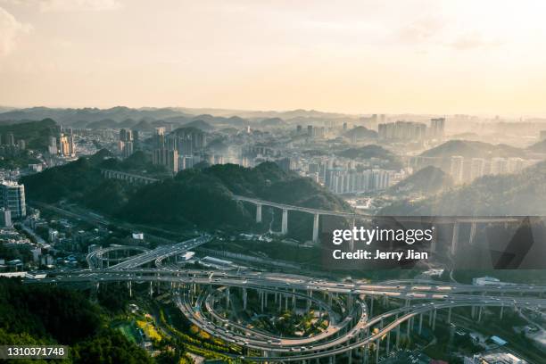 guiyang overpass at sunset - scenes of guiyang stock-fotos und bilder