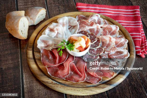 appetizer or antipasto of mixed cold cuts, italy - prosciutto ストックフォトと画像