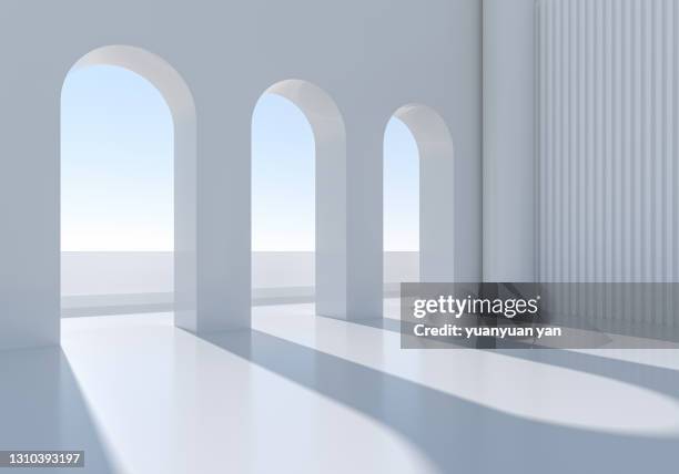 3d rendering exhibition background - arcade photos et images de collection