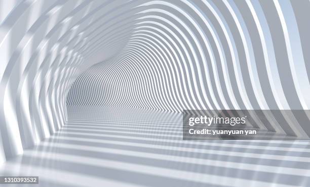 3d rendering exhibition background - white light tunnel stock pictures, royalty-free photos & images