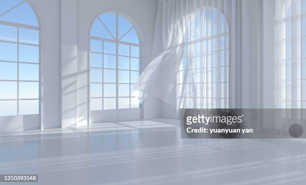 3d rendering exhibition background - curtains blowing stock pictures, royalty-free photos & images