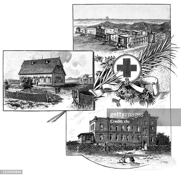 germany, children's sanatoriums by the sea - norderney stock illustrations