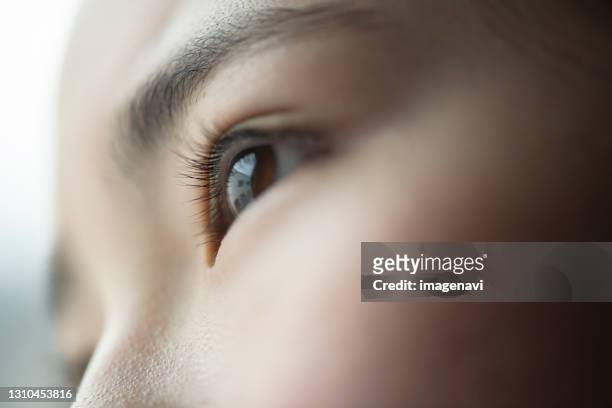 girl staring into the distance - 人間の眼 ストックフォトと画像