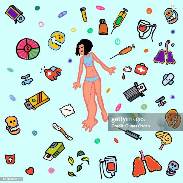 girl with dvt/pe medical doodles - appearance icon stock illustrations