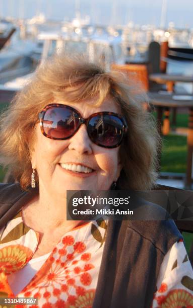 Anne Meara, 1929-2015, wife of Jerry Stiller and mother of Ben Stiller, relaxes on the beach on Nantucket on August 11, 2011.
